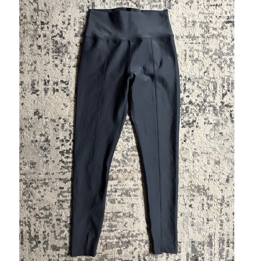 Peloton Womens High Waisted Pintuck Split Hem Leggings Charcoal Gray Size M